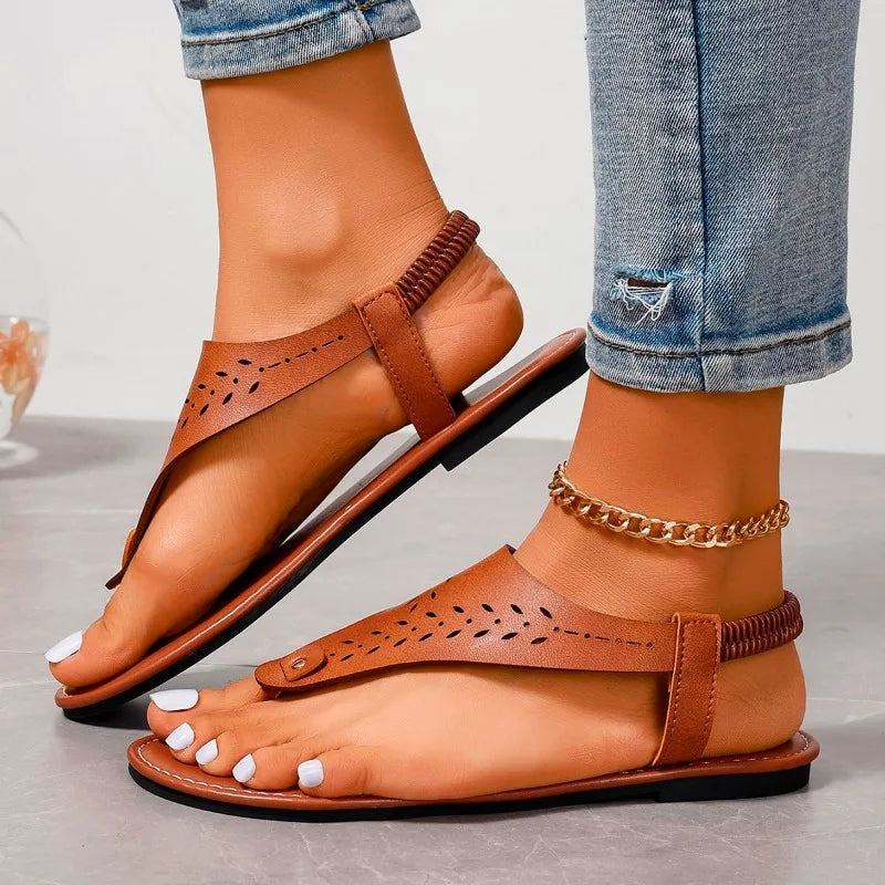 Women's Sandals Open Toe Casual Sandals™ Rivet Elastic Band Flat Heel Soft Bottom Sandals
