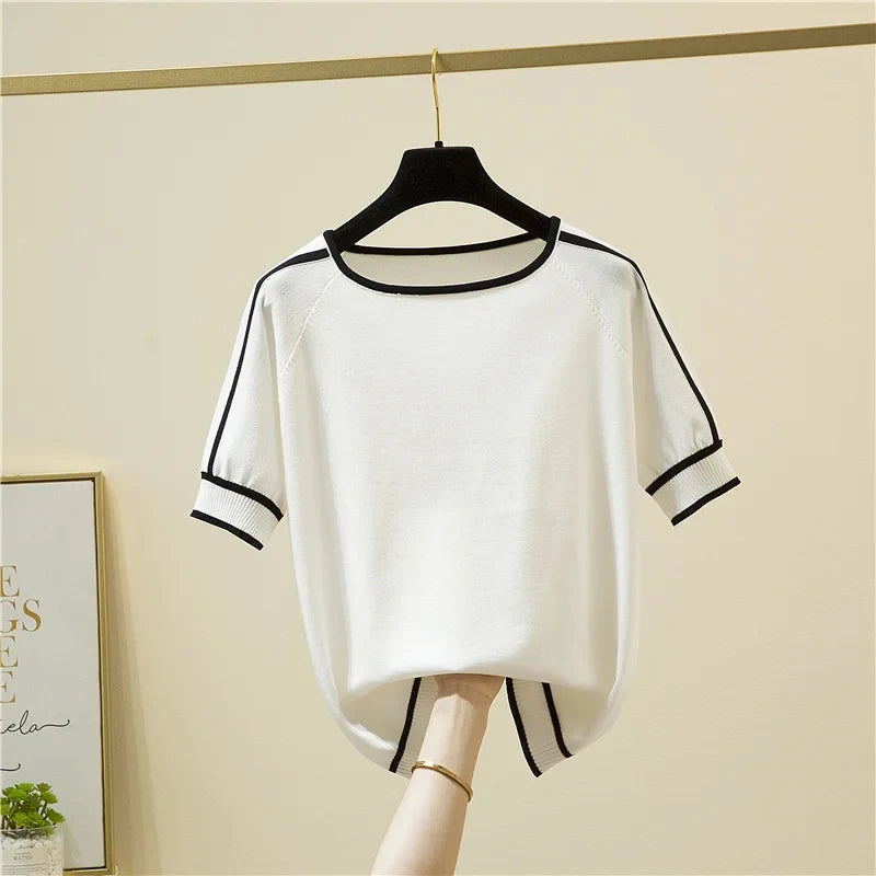 Women's Short Sleeve T-Shirt™ Summer Thin Knitted T-Shirt
