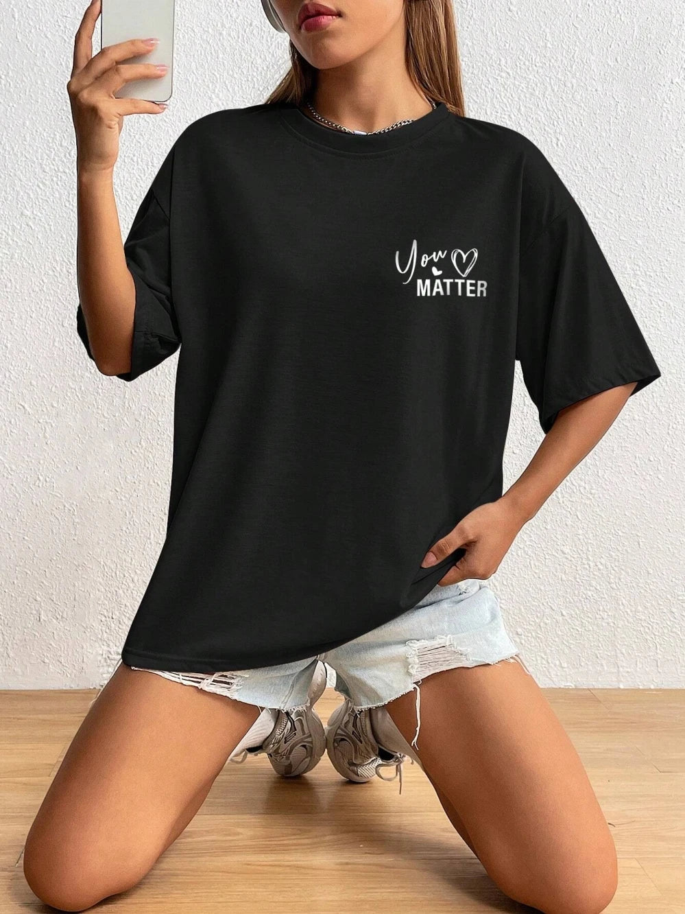 Women's Letter Printed T-shirts™ Short Sleeve Oversized Cotton T-shirt