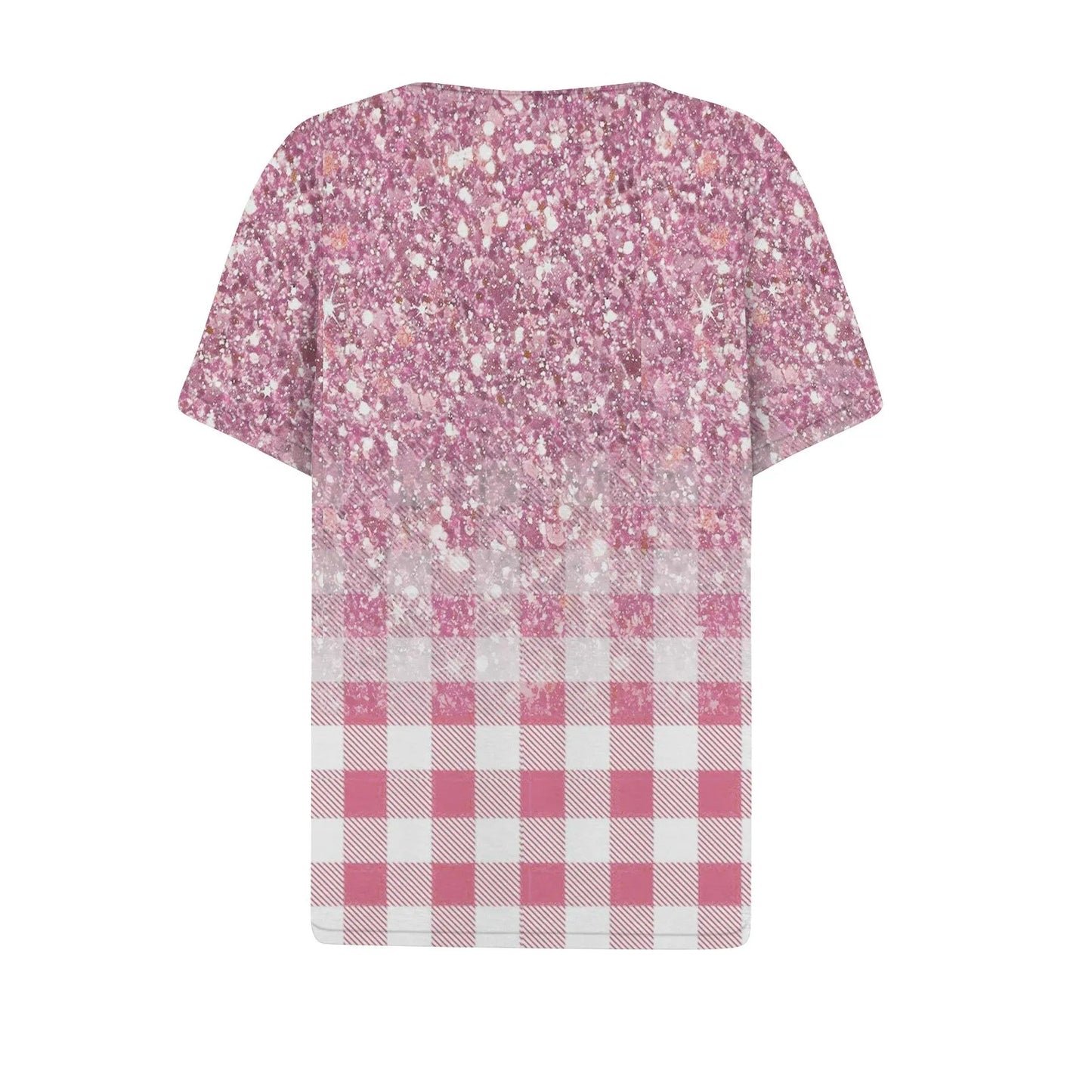 Women's Summer Patchwork T-Shirts™ Short Sleeve Loose Ladies V-Neck Tops