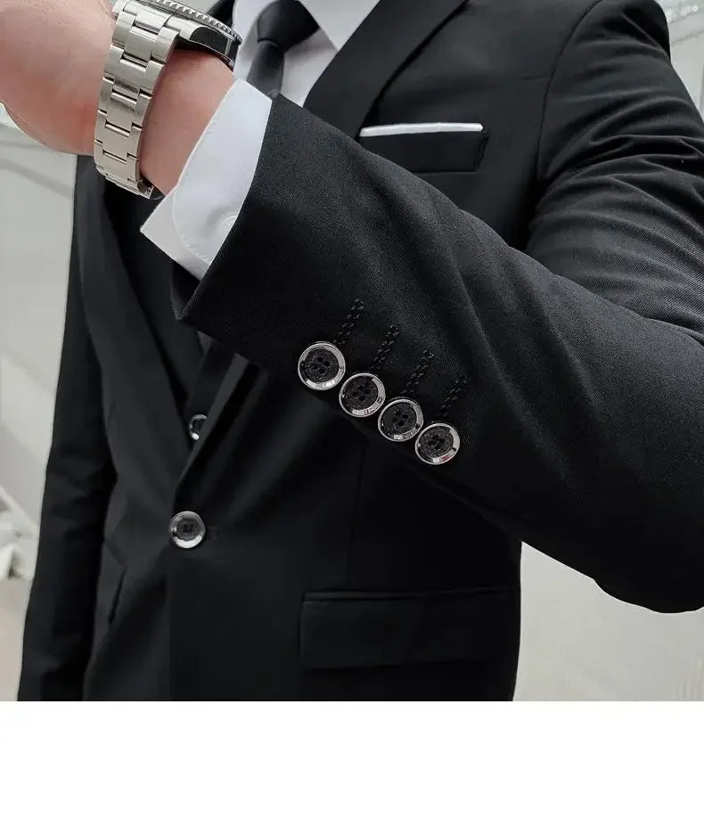 Men's Suit (Blazer+ Vest + Pants)™ Solid Color Casual Slim-fit Suit