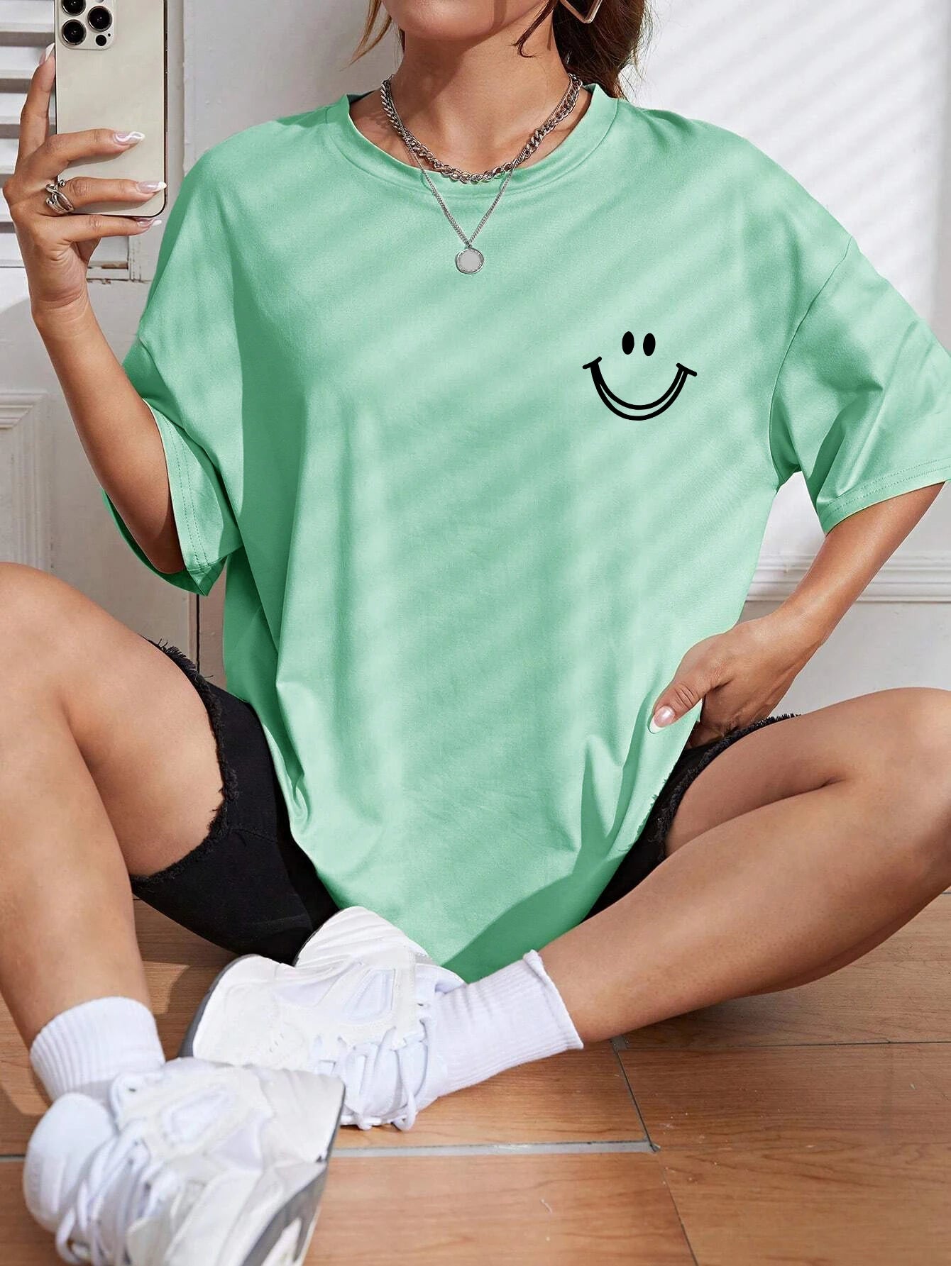 Women's Happy Expression Printed T Shirt™ Short Sleeve Cotton Crewneck T-Shirts