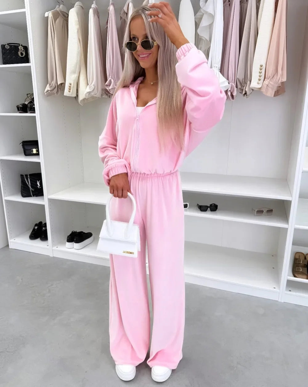 Women's  Casual Outfit™ Zipper Hooded Cardigan + Wide Leg Pants Two Piece Set