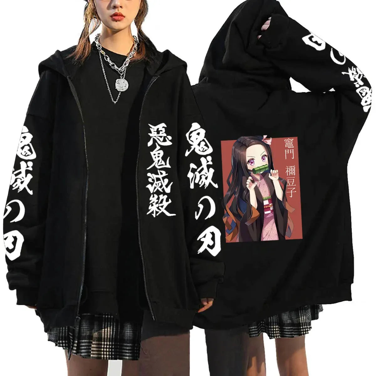 Women's Demon Slayer Zipper Hoodies™ Anime Oversized Full Zip Hoody