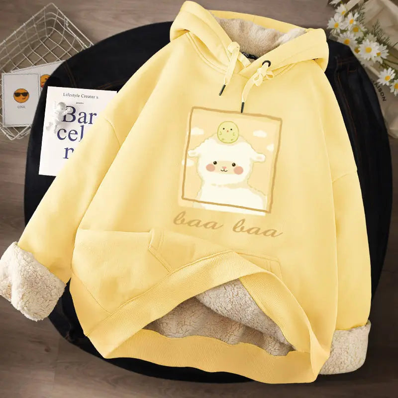 Women's Lamb Wool Pullovers™ Velvet Cartoon Hoodies