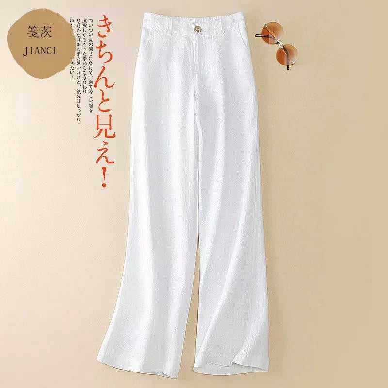 Women's Summer Baggy Cotton Linen Pants™ High Waist Wide Leg Trousers