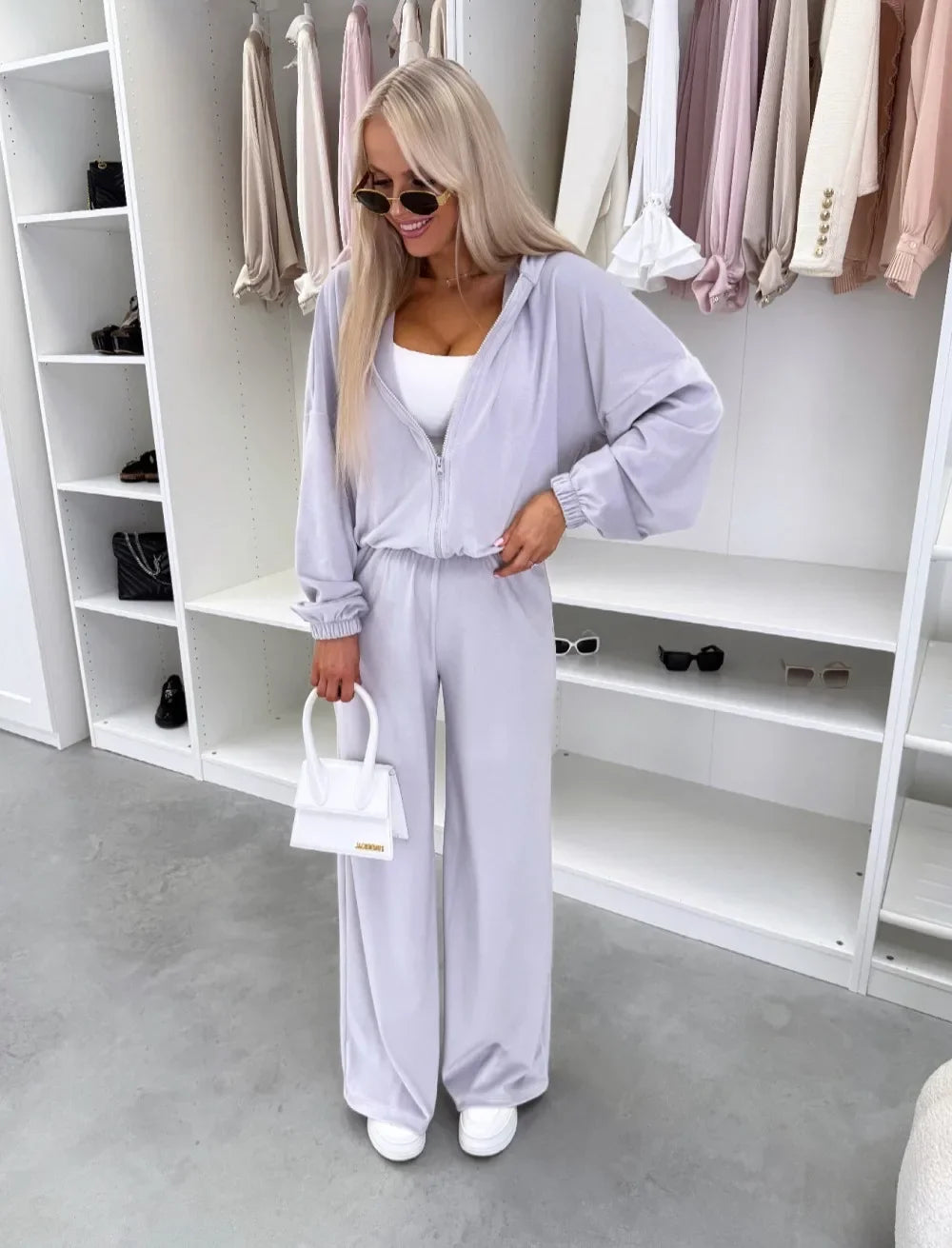 Women's  Casual Outfit™ Zipper Hooded Cardigan + Wide Leg Pants Two Piece Set
