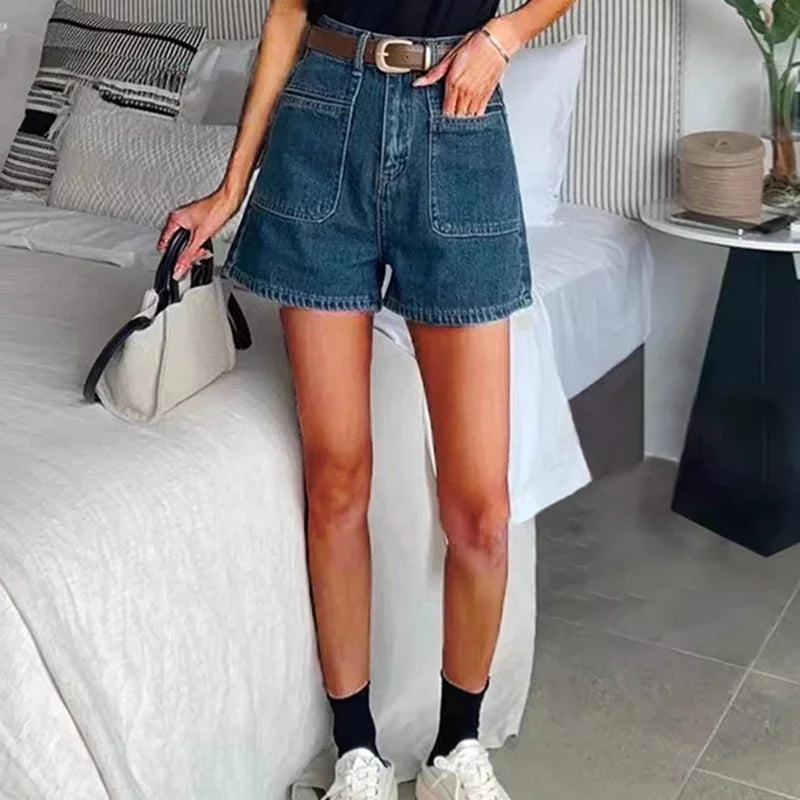 Women's Denim Shorts™ High Waist Vintage Wide Leg Retro Blue Light Blue Baggy Denim Shorts