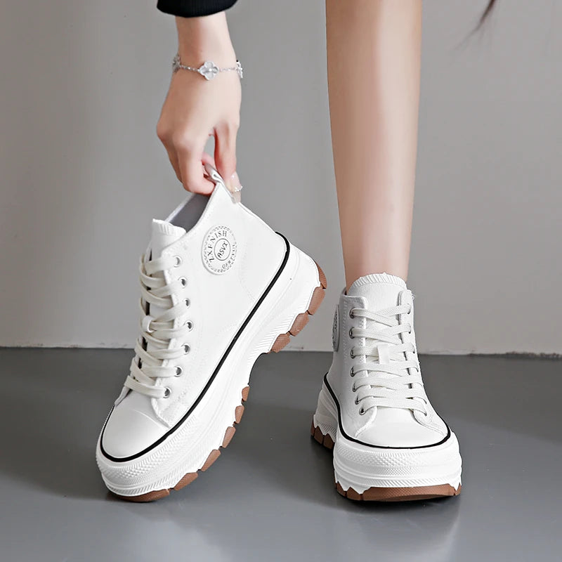 Women's Sneakers™ Lace-Up Casual Platform Height High Top Vulcanize Shoes