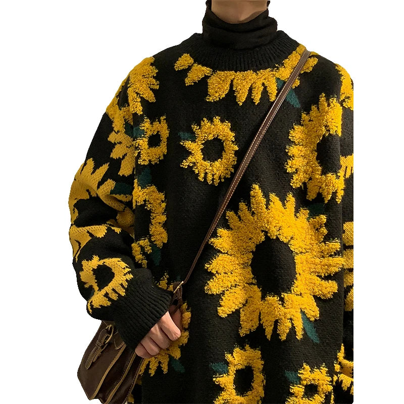Men's Flocking Floral Sweater™ Baggy Spring Autumn Japanese Style Retro Knitwear