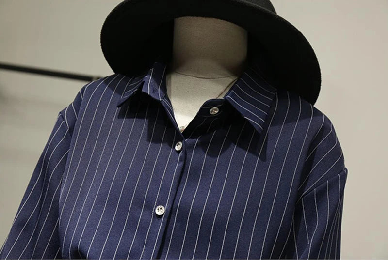Women's Striped Shirt™ Y2K Summer Vintage Chic Loose Long Sleeve Office Ladies Shirt