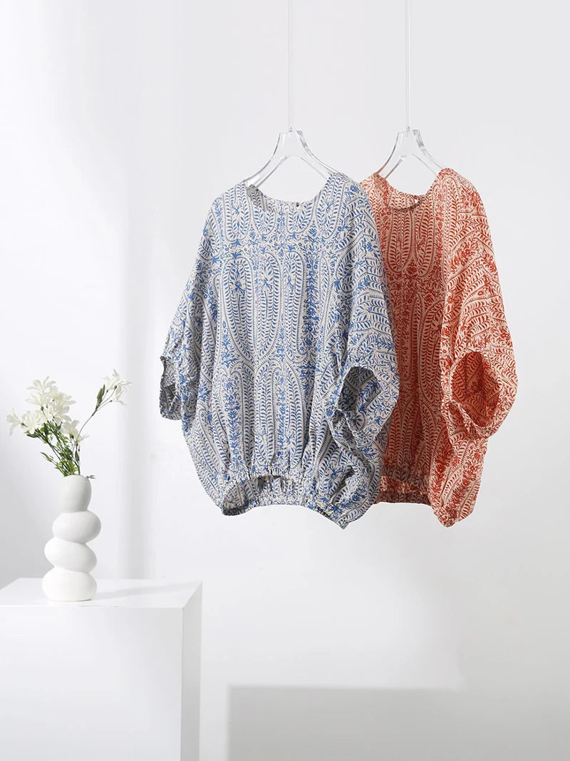 Women's Vintage Bow Bandage Print Shirts™ Korean Batwing Sleeve  Tops