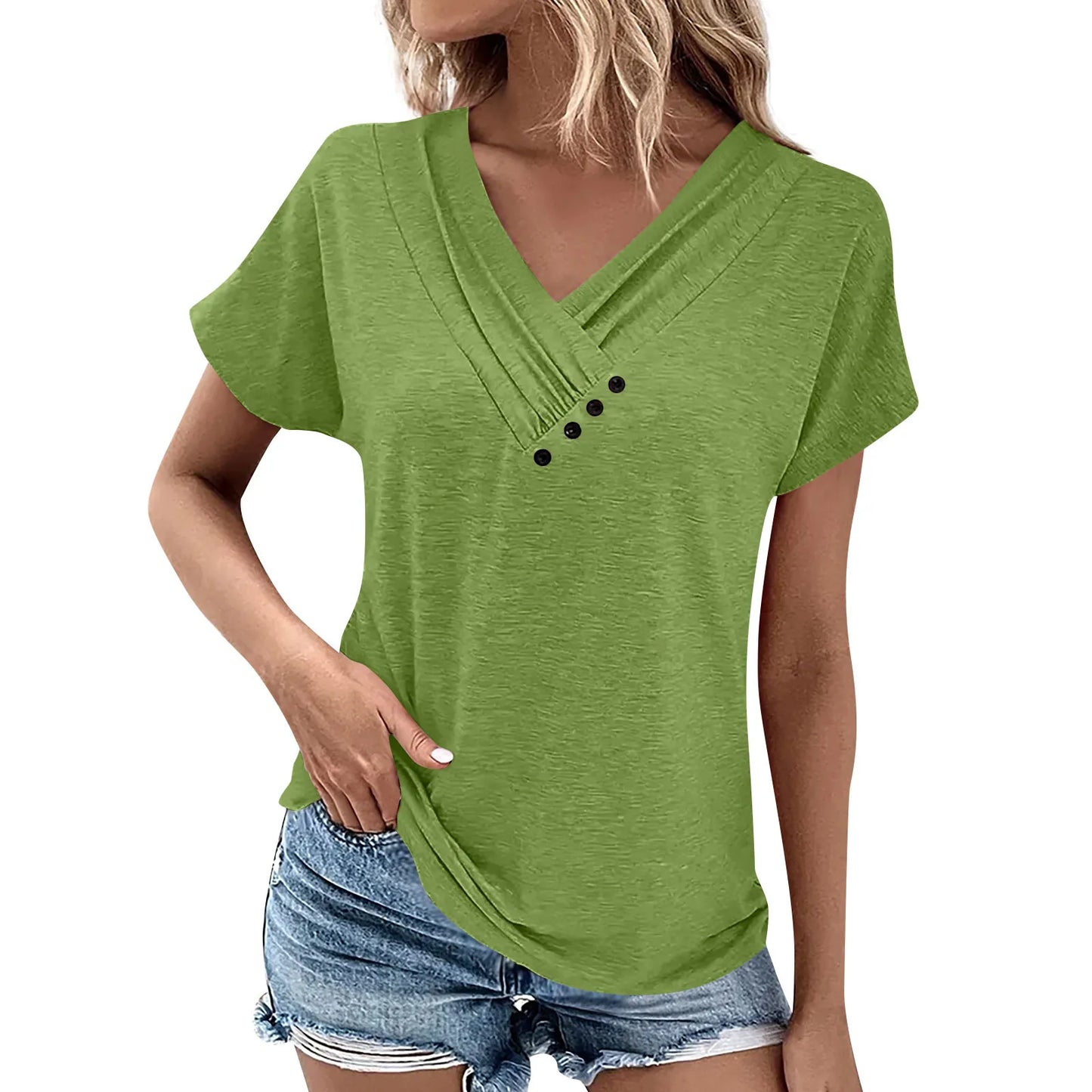 Women's Oversized T-Shirt™ Solid Color V Neck Short Sleeve Basic Tops