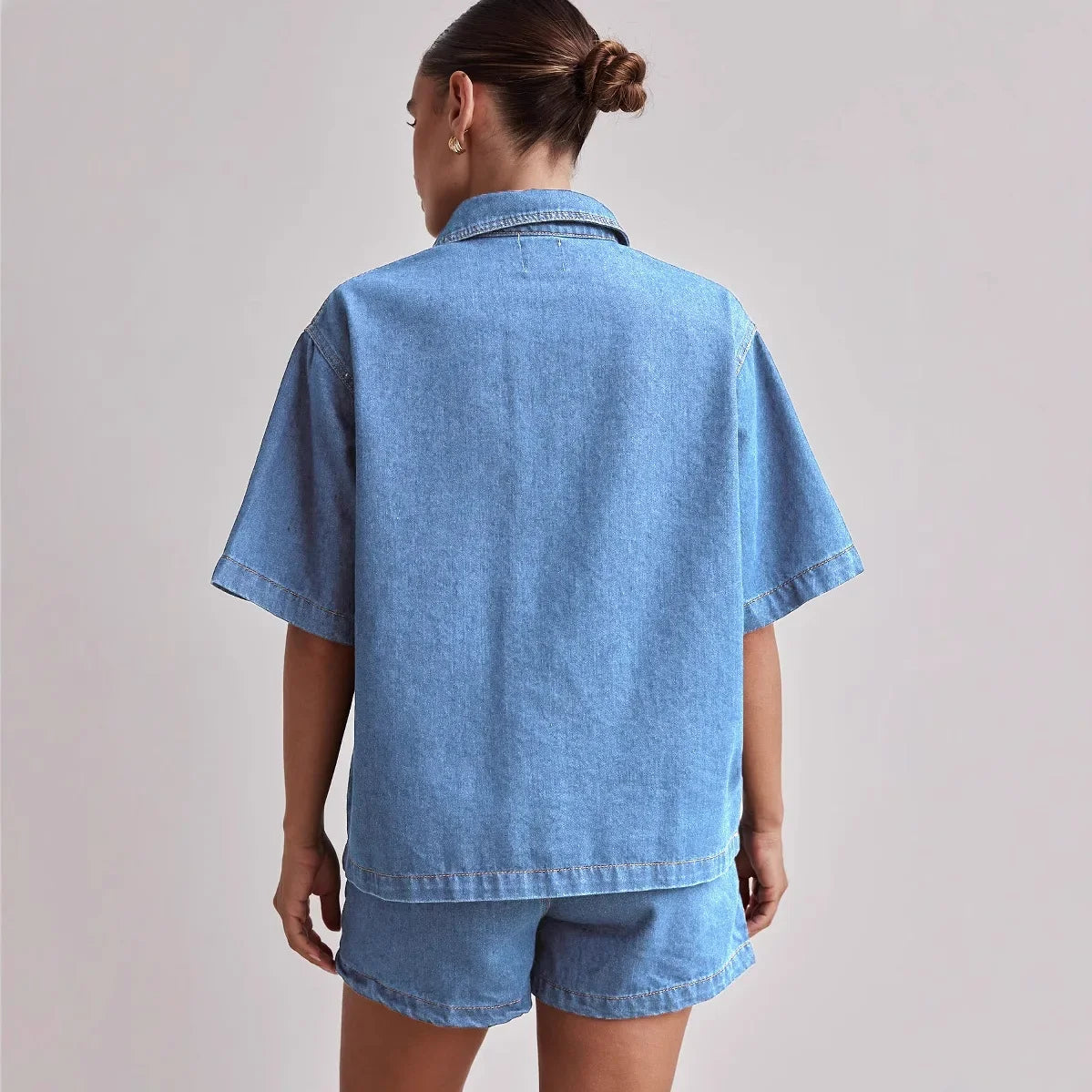 Women's Cross-Border Summer Suit™ Casual Vintage Loose-Fit Denim Shorts Suit