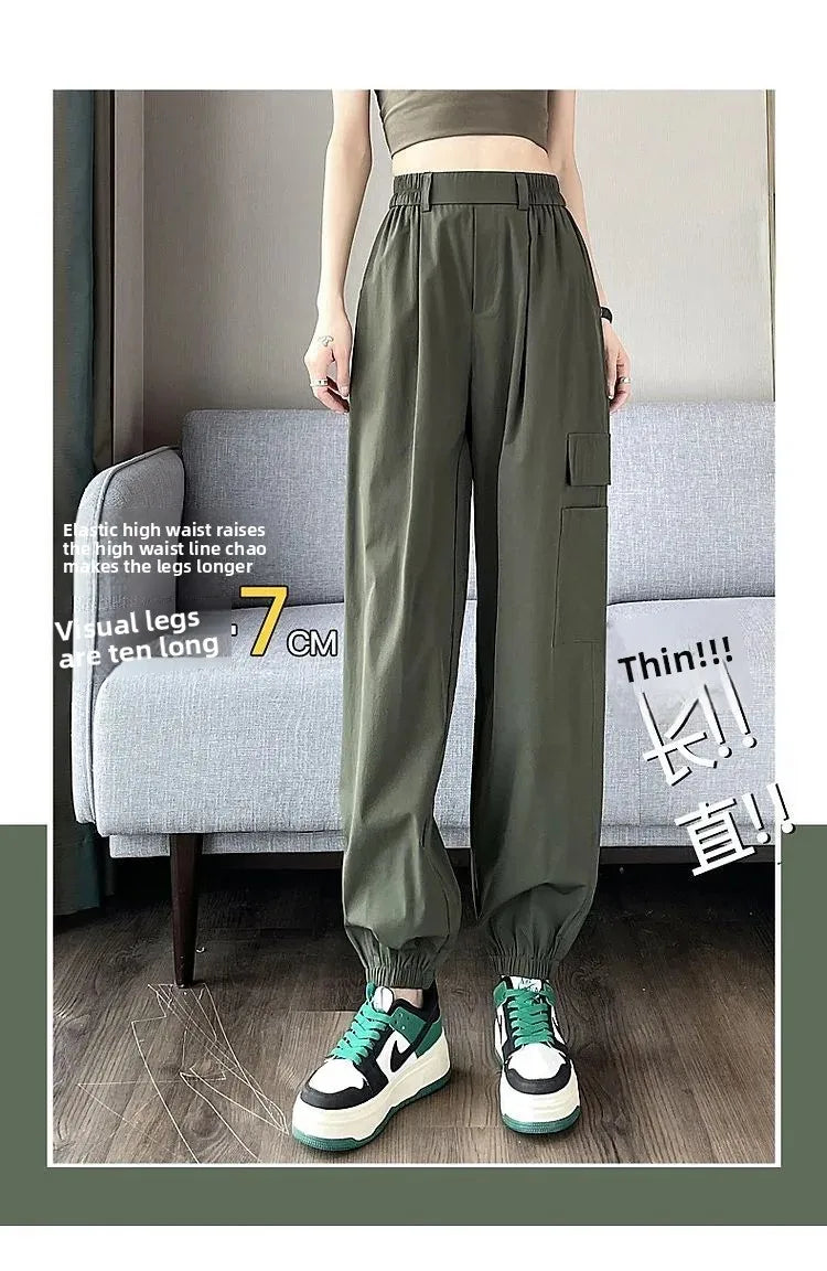 Women's Thin High Waist Cargo Pants™ Long Drapey Quick Dry Trousers