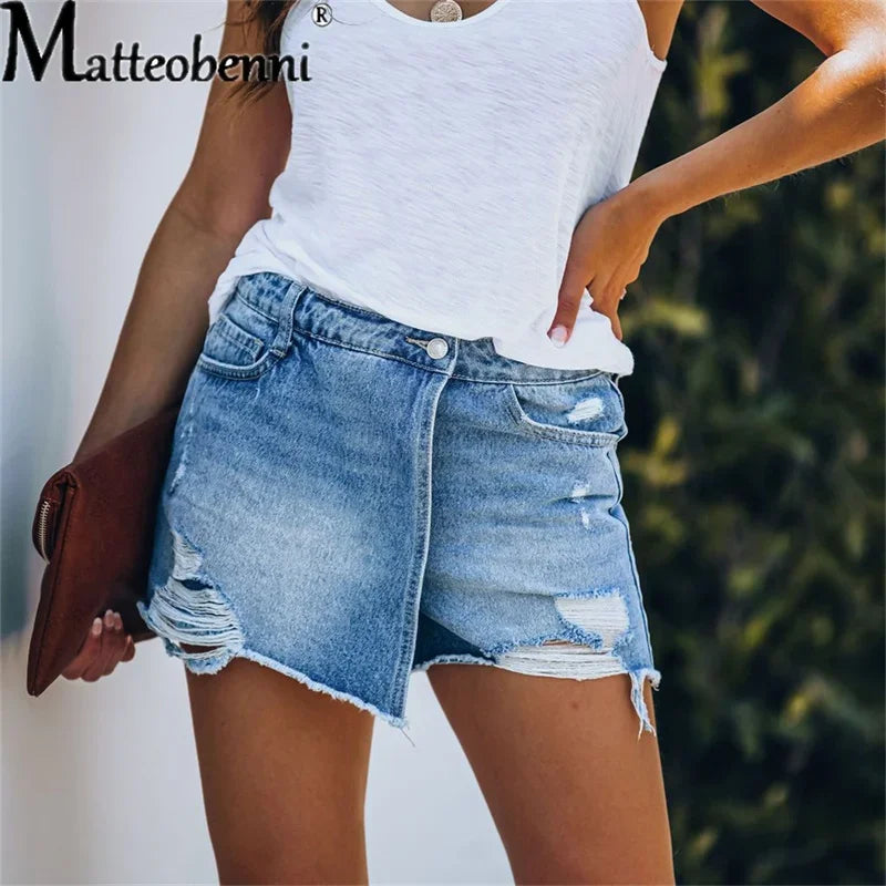 Women's Ripped Denim Shorts™ High Waist Bodycon Distressed Pockets Short Jeans