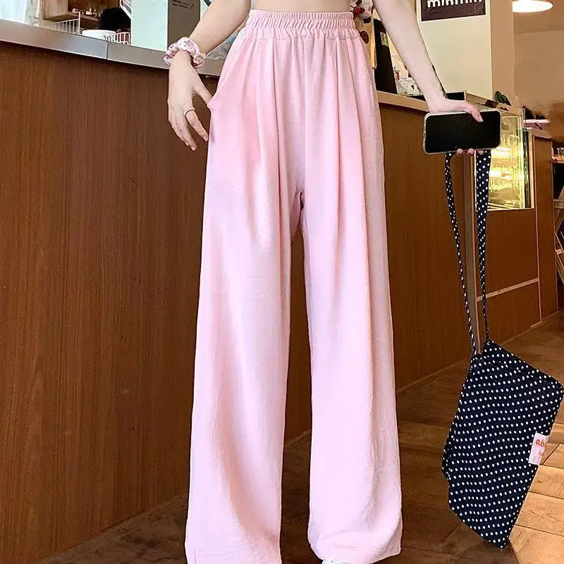Women's Pants™ Ice Silk Wide-Leg High-Waisted Straight Draped Anti-Wrinkle Casual Pants