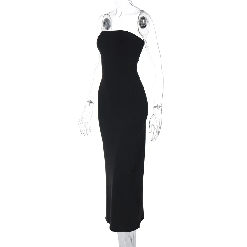 Women's Black Strapless Long Dress™ Bodycon Maxi Prom Dress