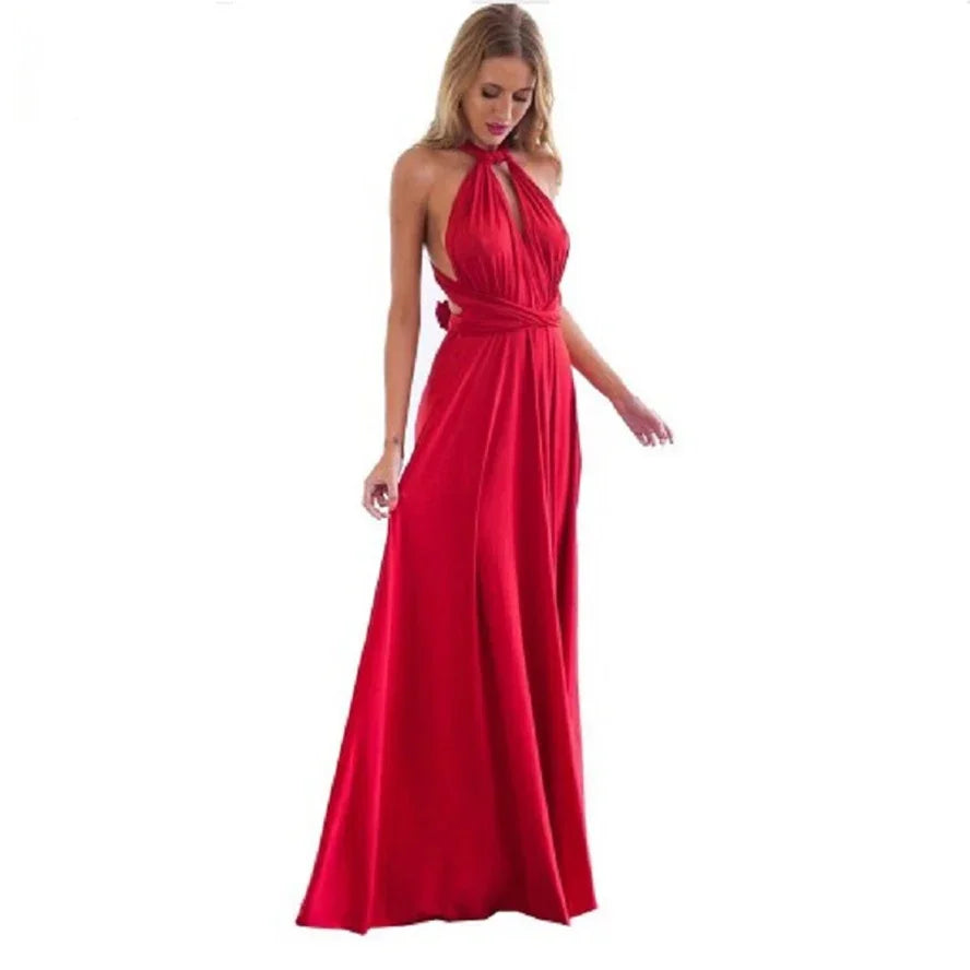 Women's Multi-worn V-neck Long Dress™ Strapped Summer Maxi Dress