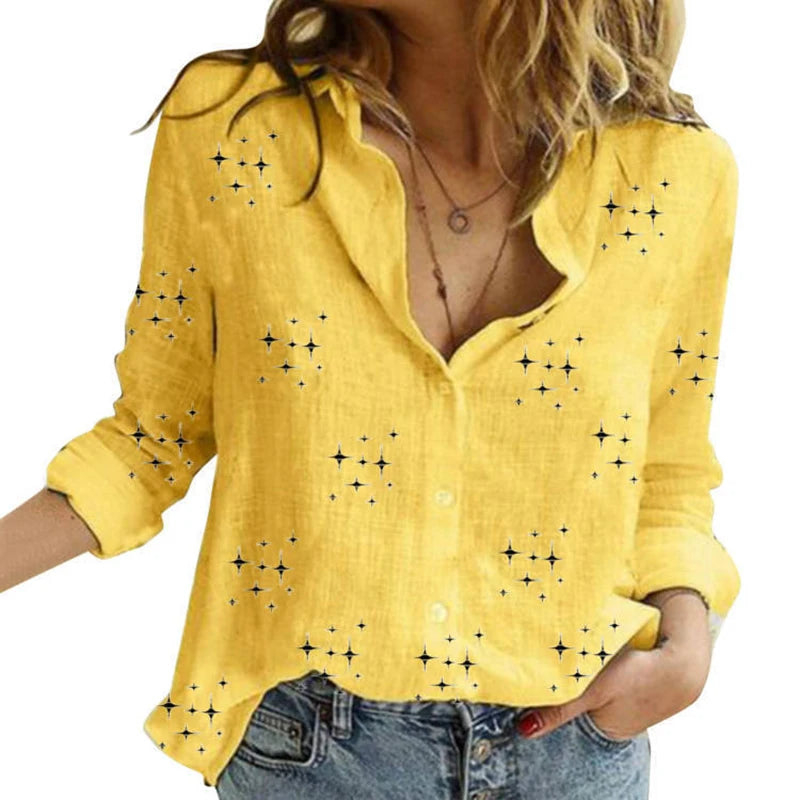 Women's Elegant Cotton Linen Shirts™ Casual Solid Button Lapel Long Sleeve Loose Shirts