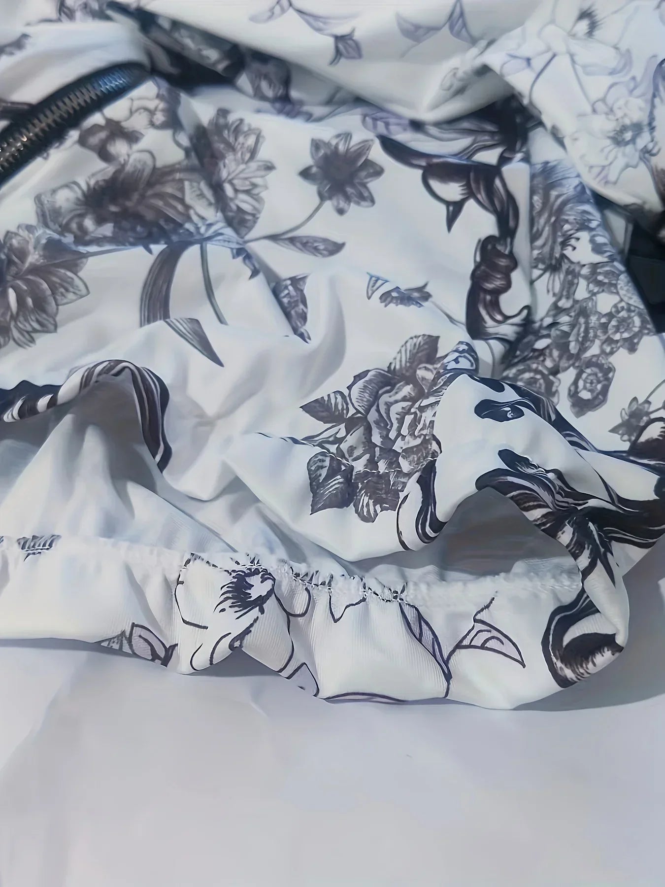 Women's Floral Print Bomber Jacket™ Zip Up Long Sleeve Outerwear