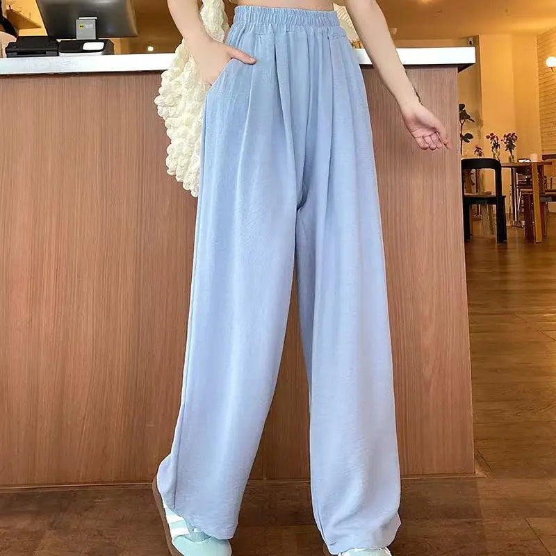 Women's Pants™ Ice Silk Wide-Leg High-Waisted Straight Draped Anti-Wrinkle Casual Pants