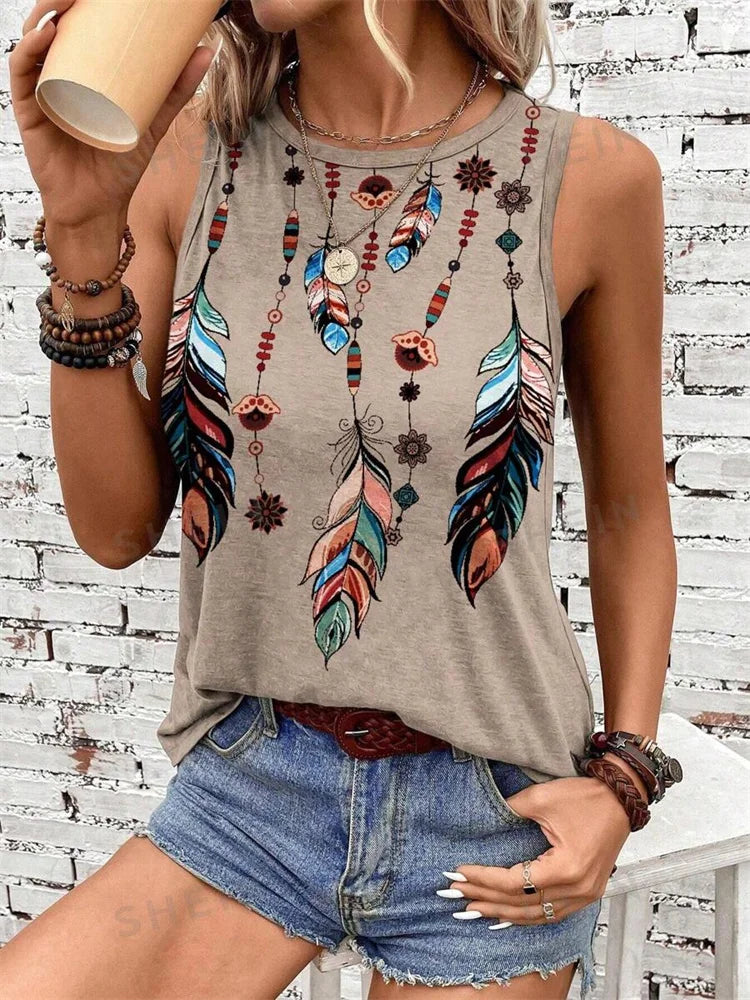 Women's  Print Tank Tops™ Outdoor Summer Sleeveless Crew-neck Tank Top