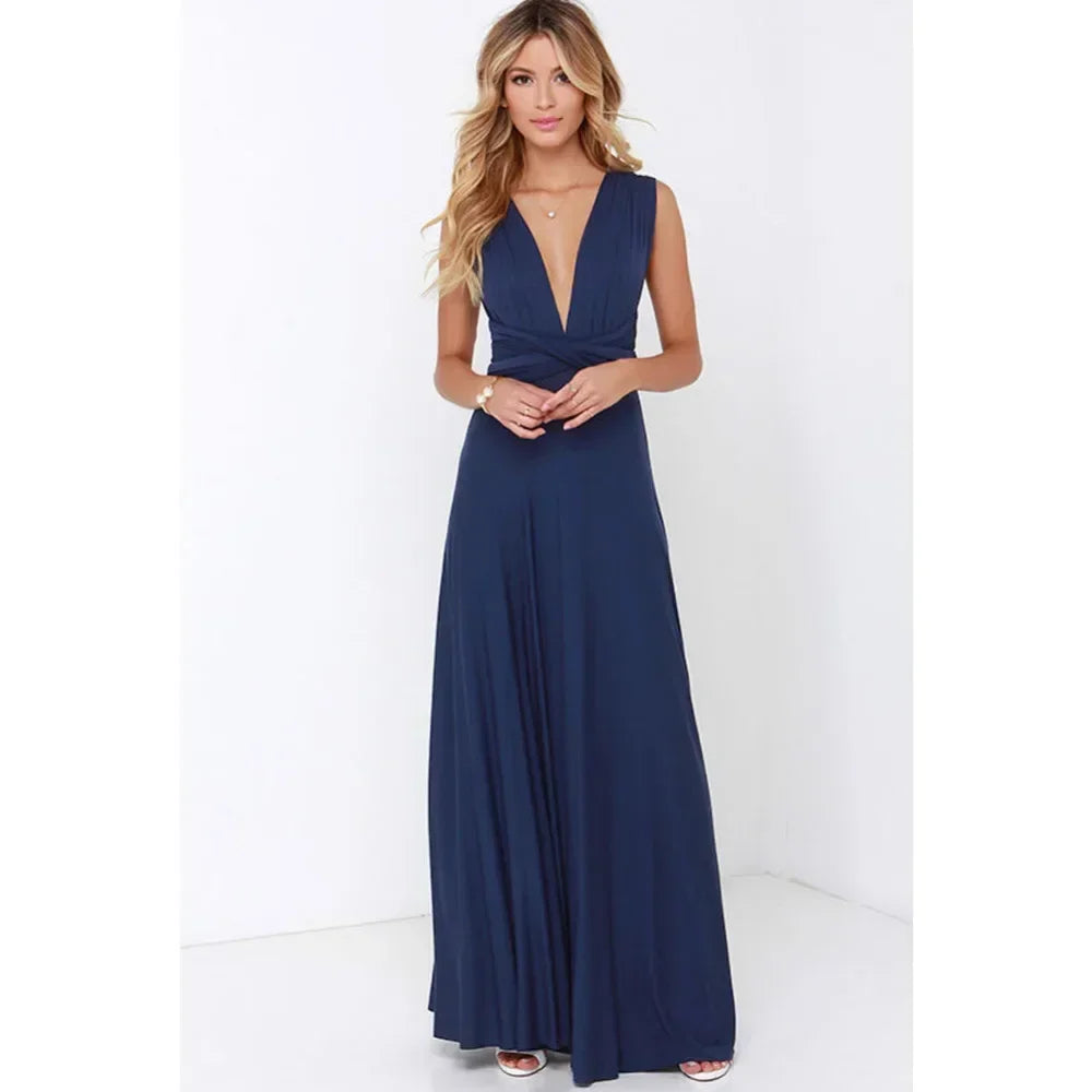 Women's Multi-worn V-neck Long Dress™ Strapped Summer Maxi Dress