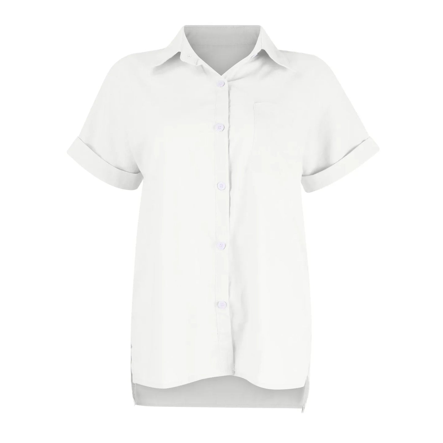 Women's  Cotton Linen Classic Shirts™ Short Sleeve Lapel Button Down Shirt