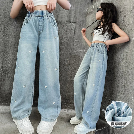 Girl Wide-Leg Jeans™ Children Kids Denim Long Trousers