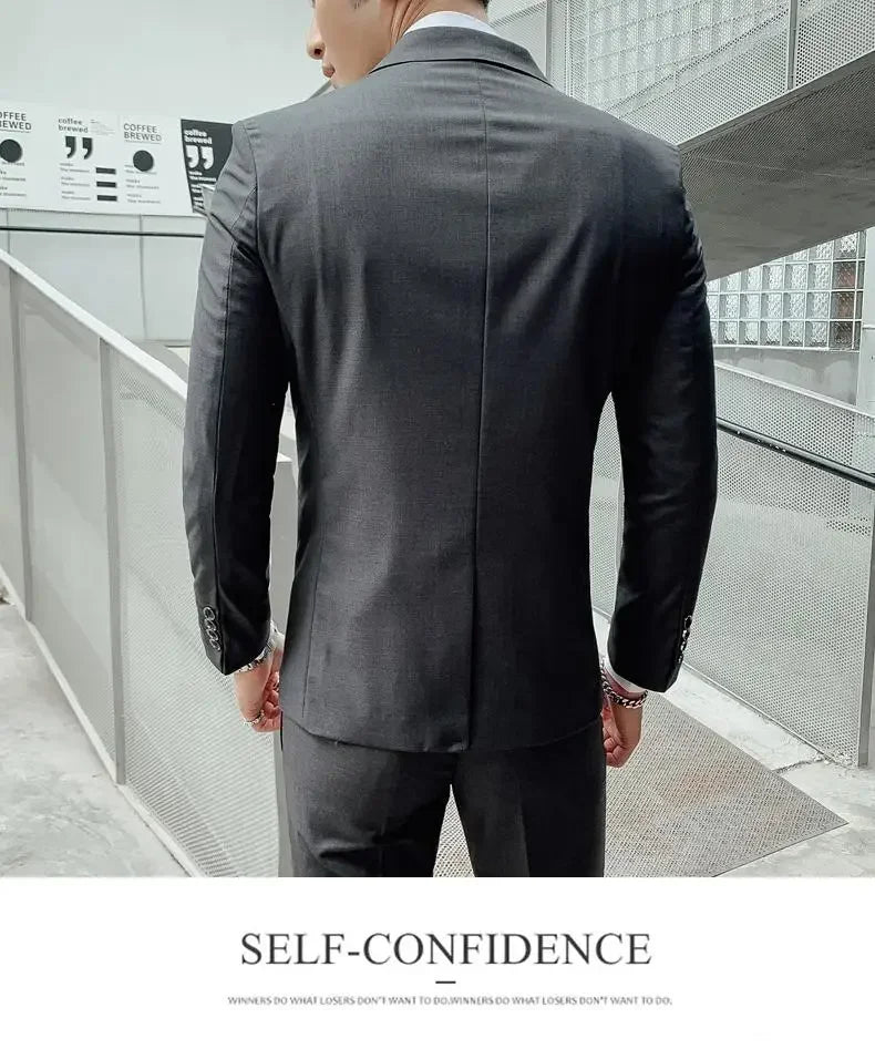 Men's Suit (Blazer+ Vest + Pants)™ Solid Color Casual Slim-fit Suit