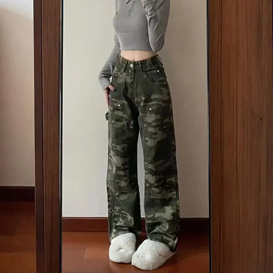 Women's Hip Hop Street Style American Camouflage Jeans™  Wide Leg Loose Fit Pants
