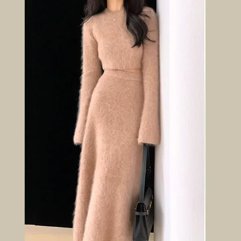 Women's Suit™ Autumn/winter High-end French Elegant Socialite Style Knit Sweater Dress Two-piece Suit