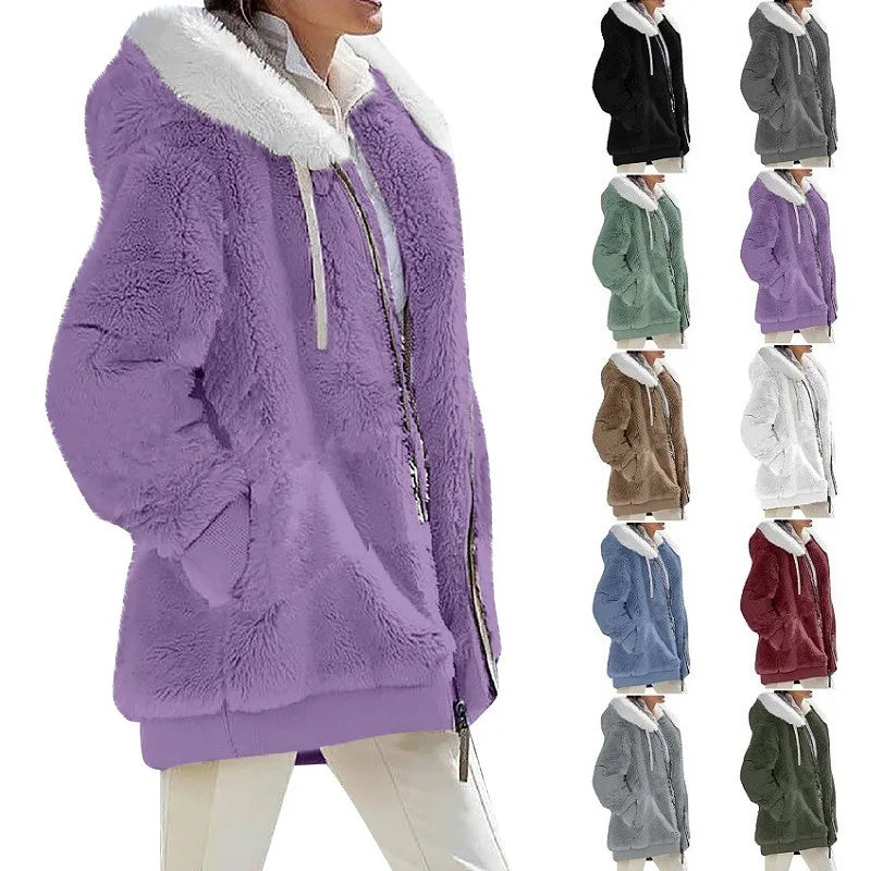 Autumn Winter Fashion Women's Coat™ Casual Hooded Cashmere Fleece Jacket