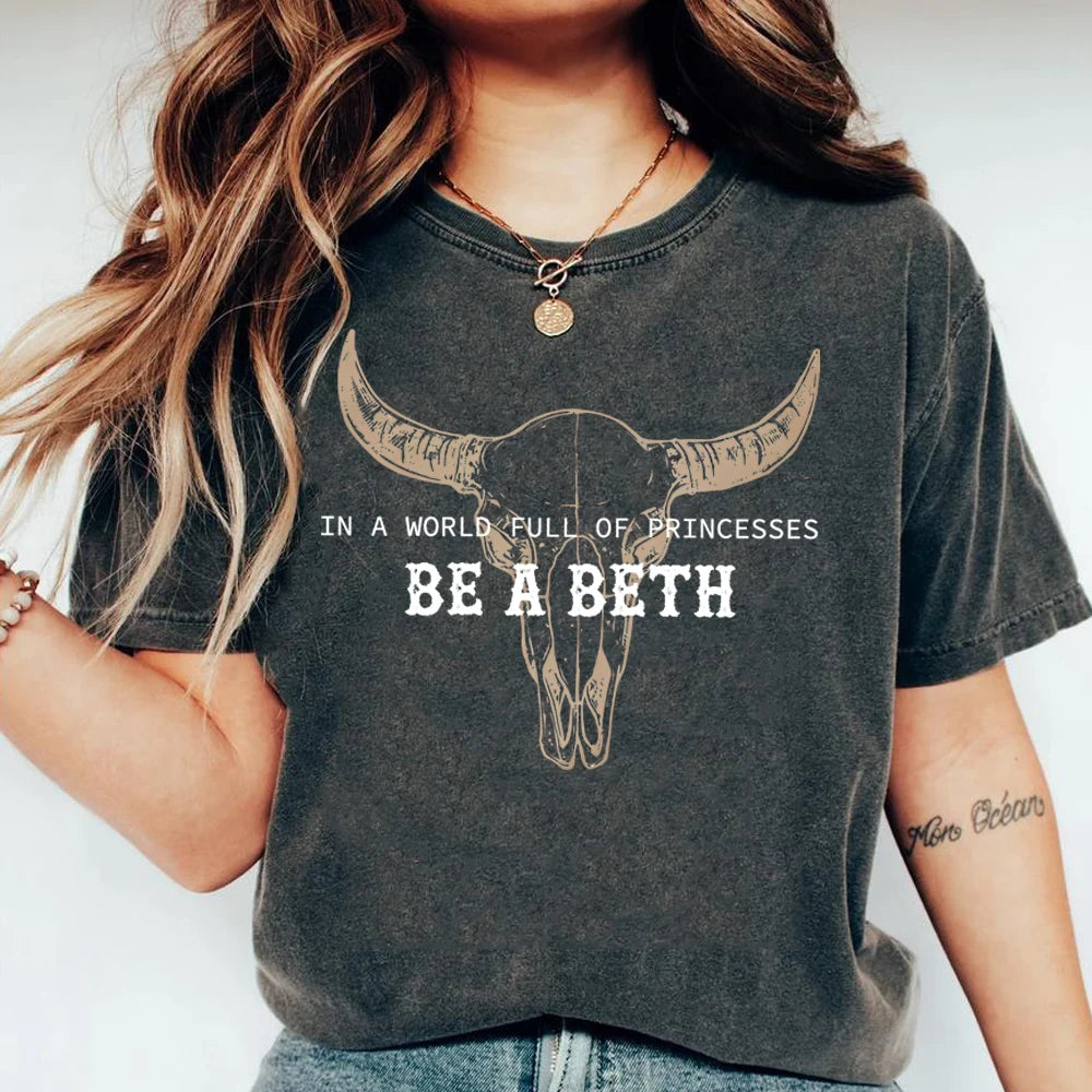Women's Boho Cow Skull Howdy T-shirts™ Short Sleeve Summer Tees