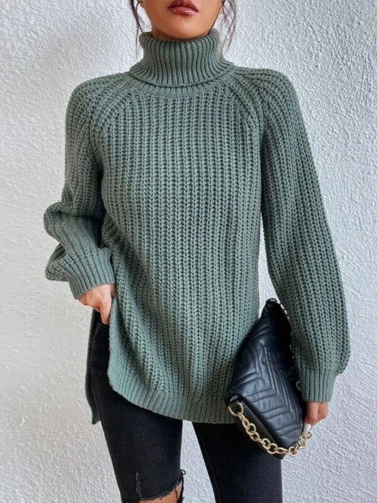 Women's Long Sleeve Turtleneck Loose Sweater™ Casual Warm Knitted Elegant Pullover