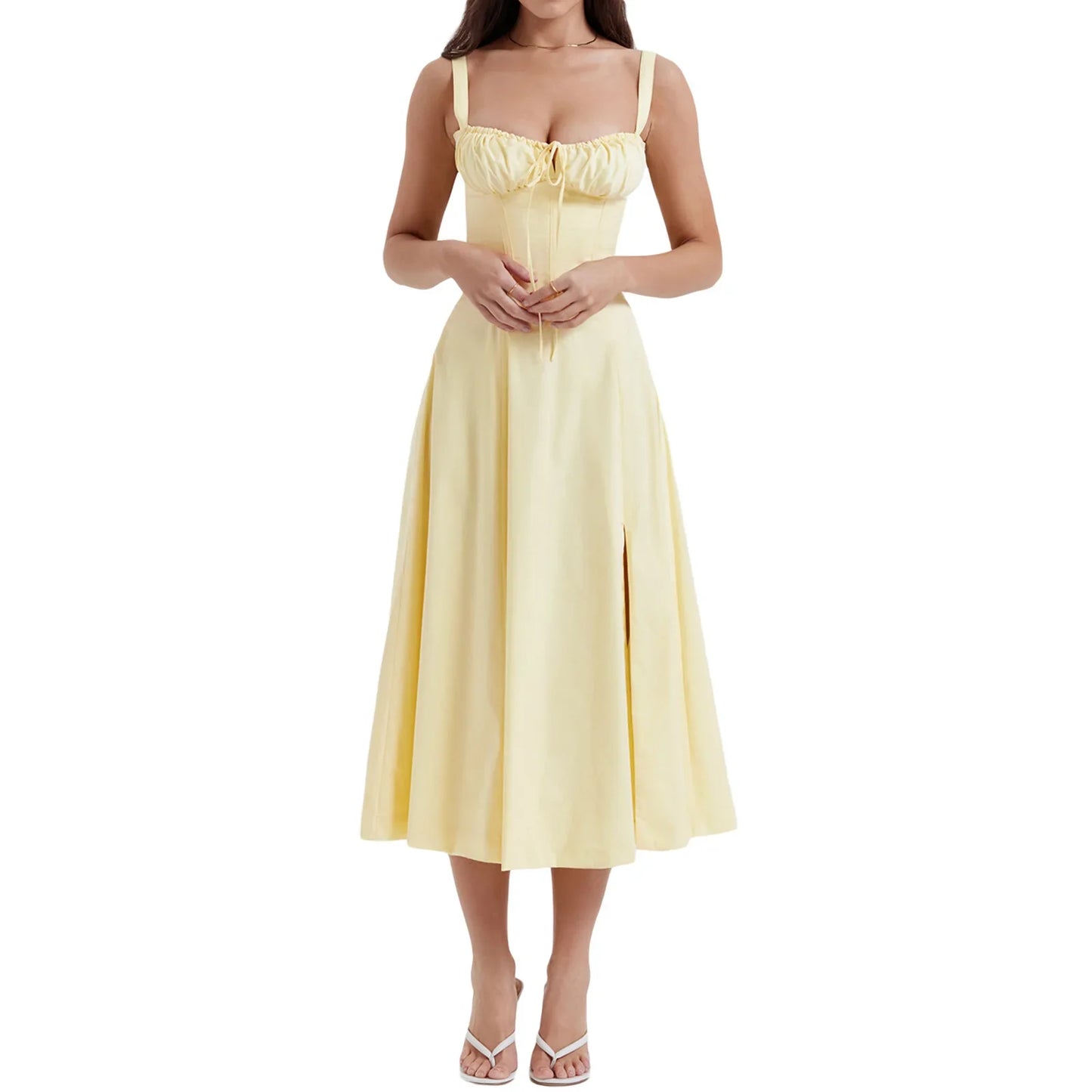 Women's Long Dresses™ Elegant Casual Tied Waist-fitted Slimming Sleeveless Side Slit Dress