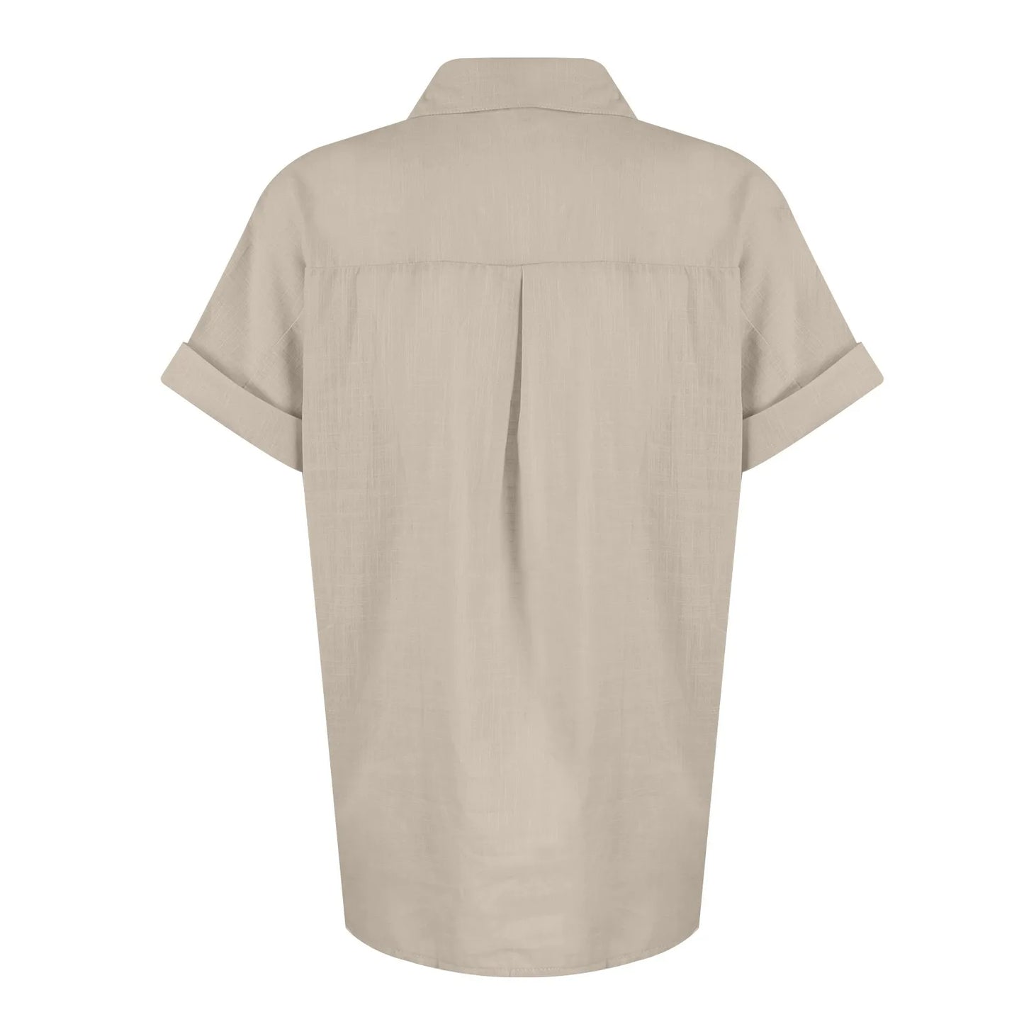 Women's  Cotton Linen Classic Shirts™ Short Sleeve Lapel Button Down Shirt