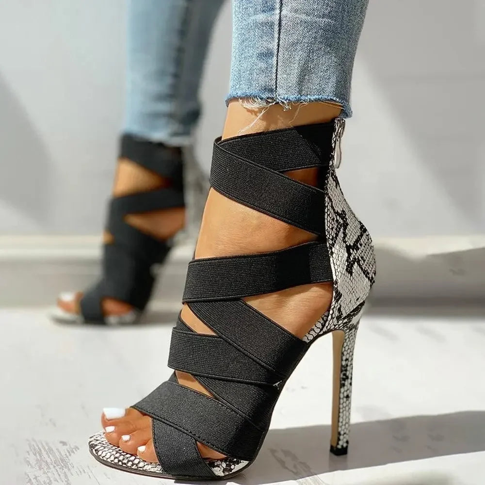Women's High Heels™ Hollow Mesh Fish Mouth Spaghetti Straps Roman Rubber Sole Heels