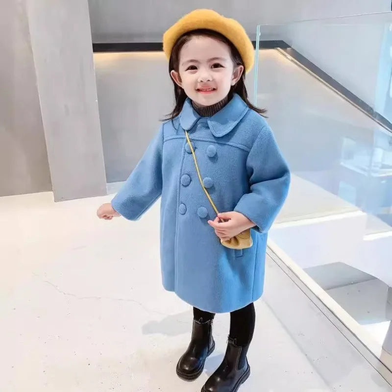 Girl's Long Cotton Coat™ Korean Style Thickened Double-breasted Jacket