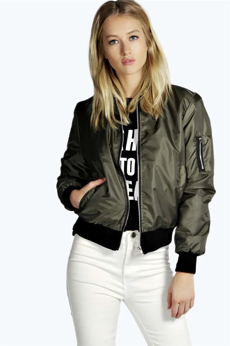 Women's Short Jackets™ Vintage High Street O-neck Bomber Jacket