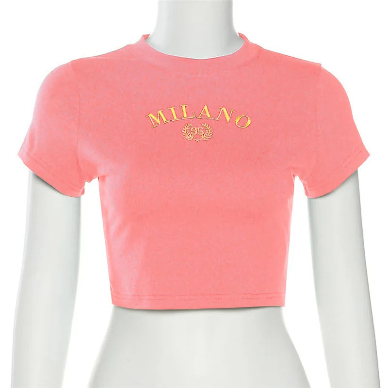 Women's Summer Crop T-shirt™ Short Sleeve O-Neck Cropped Tops
