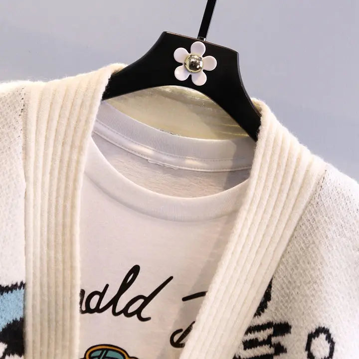 Women's Disney Knitted Cardigan™ Donald Cartoon Loose Wild Thicken Kawaii Sweater