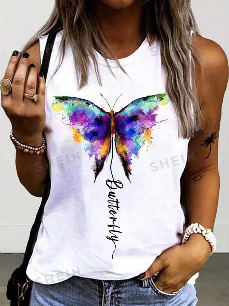Women's O-neck Vest Print Tank Tops™  Sleeveless Loose Comfortable Top