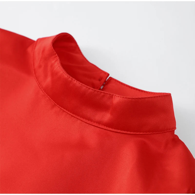 Women's Backless Bow Mini Dress™ Half High Collar Short Sleeve A Line Dress