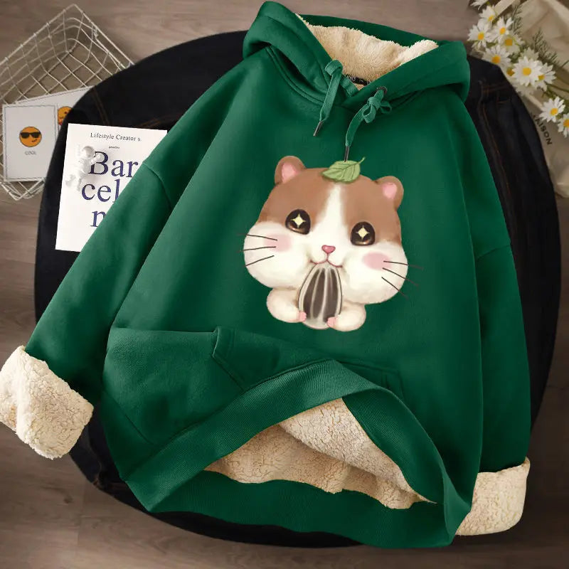 Women's Lamb Wool Pullovers™ Velvet Cartoon Hoodies