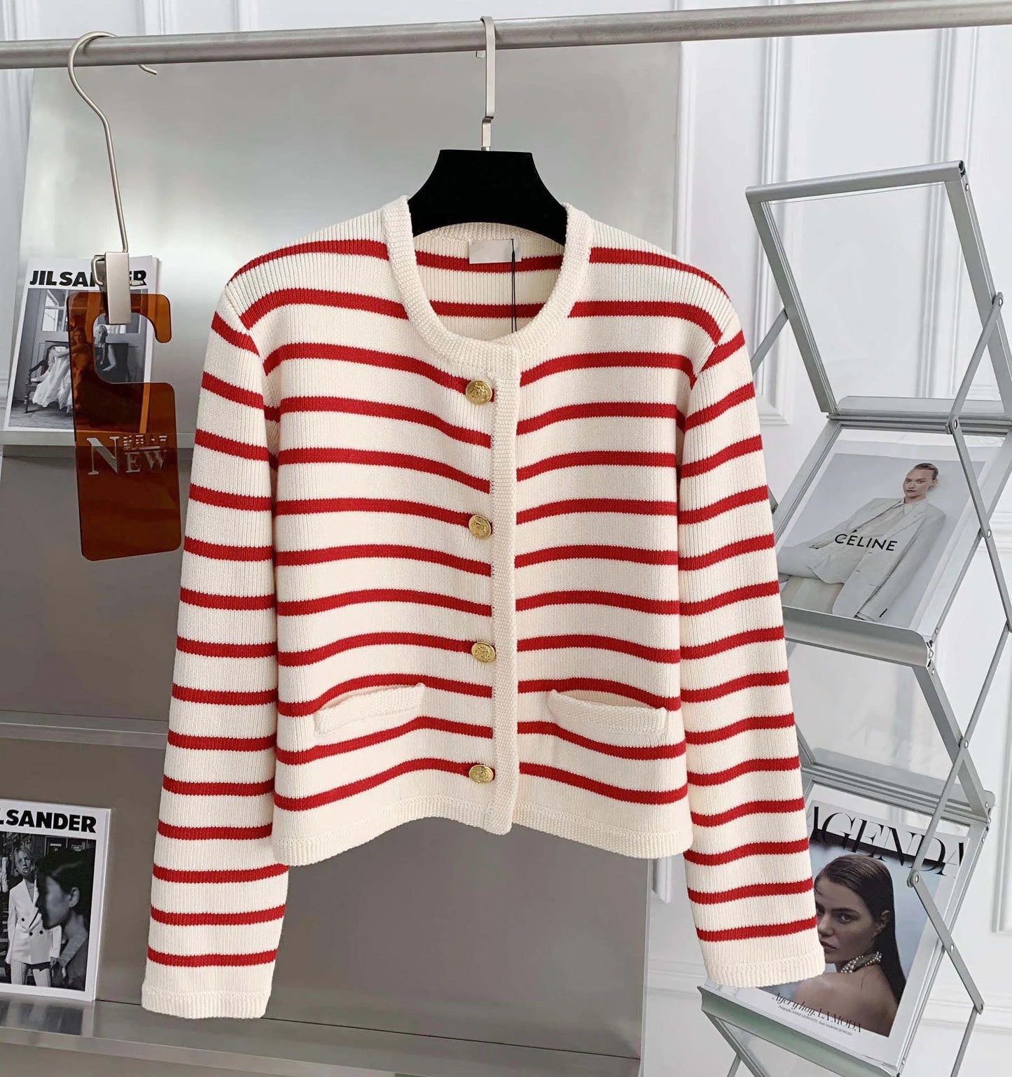 Women Stripe Knitted Cardigans Sweater™ O-neck Single Breasted Long Sleeve Sweaters