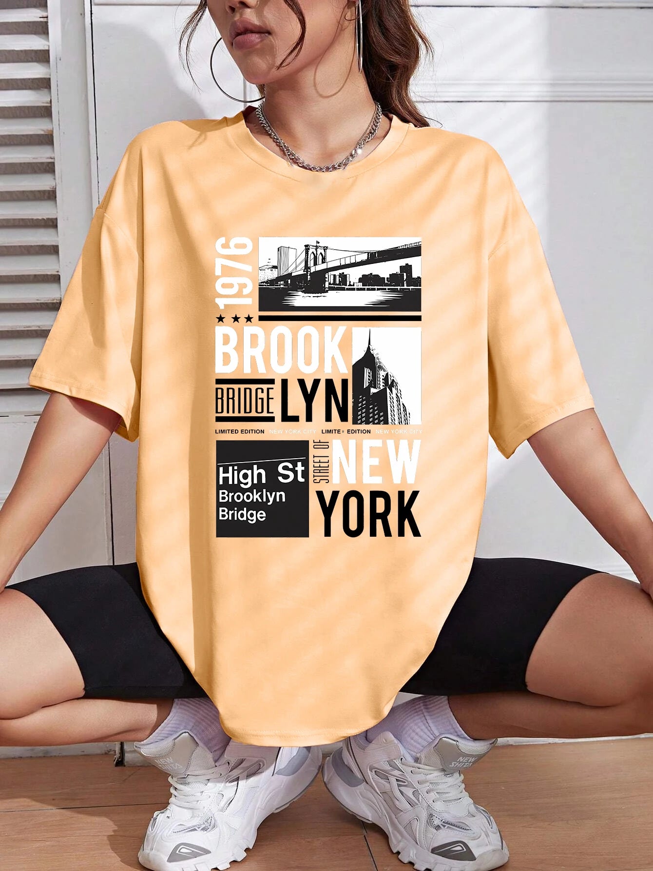 New York Brooklyn 1976 Printing Women's T-Shirt™  Short Sleeve Basic All-Match T-shirts