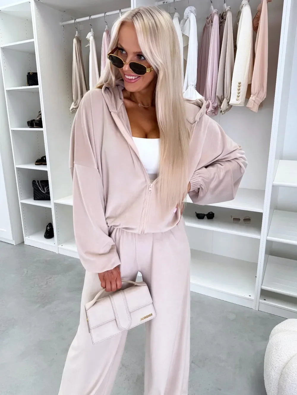 Women's  Casual Outfit™ Zipper Hooded Cardigan + Wide Leg Pants Two Piece Set