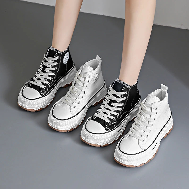 Women's Sneakers™ Lace-Up Casual Platform Height High Top Vulcanize Shoes